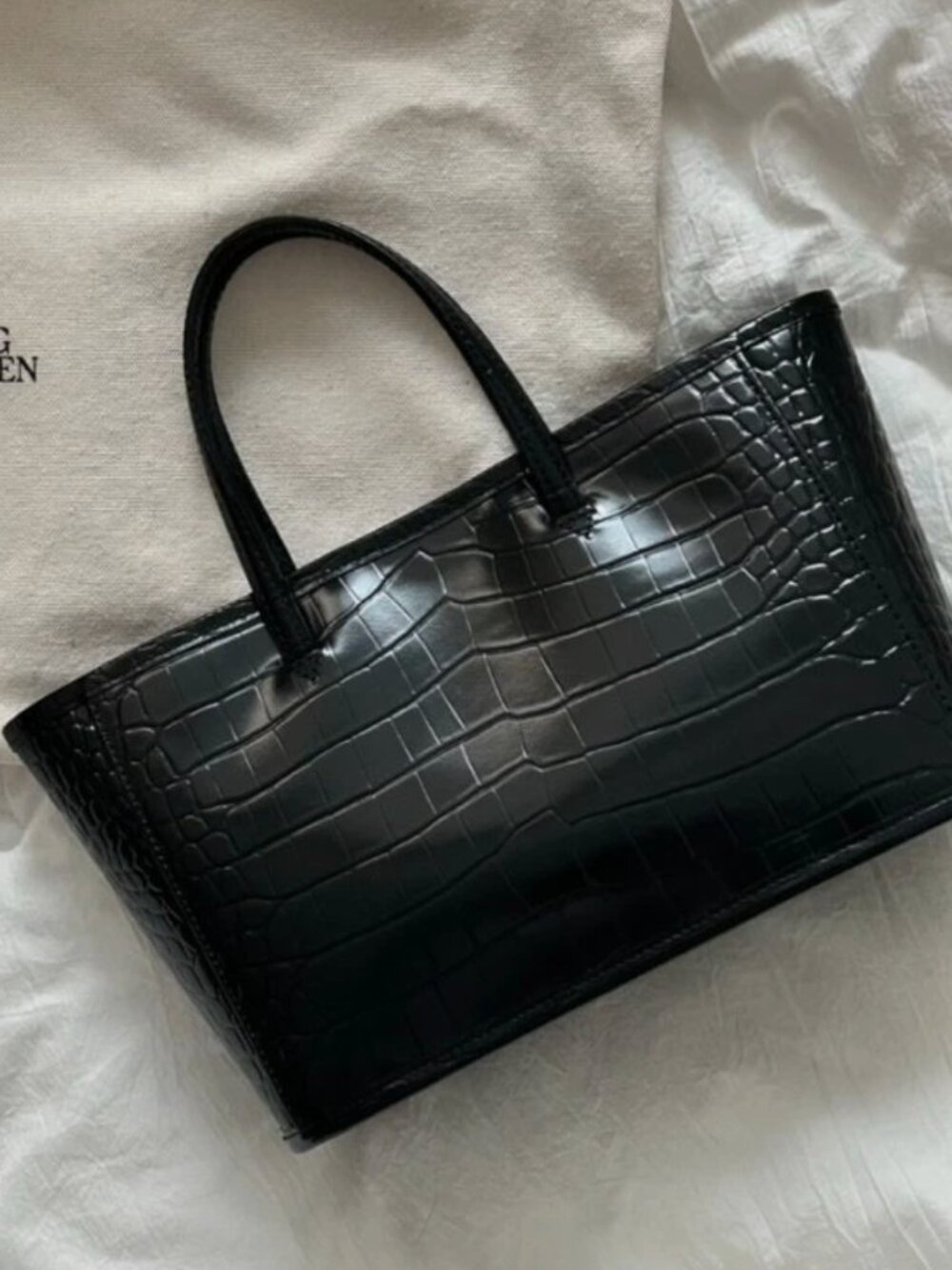 Nothing Written brand Ain Croco Tote Bag - Black
